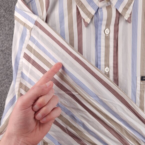 Faconnable Striped Colorful Button-Down 2XL Cotton Long Sleeve Shirt Pocket Mens - Picture 16 of 16